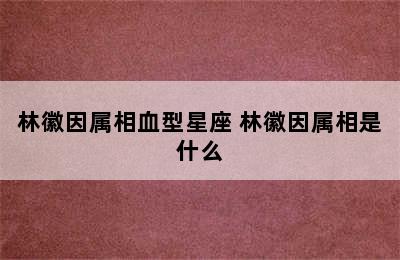 林徽因属相血型星座 林徽因属相是什么